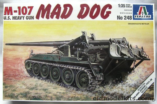Italeri 1/35 M-107 Mad Dog - US Army Heavy Gun - With USA / Germany / Italy / Great Britain Decals, 248 plastic model kit